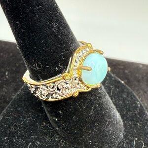 Gems en Vogue Larimar Ring 925 Silver 7.75